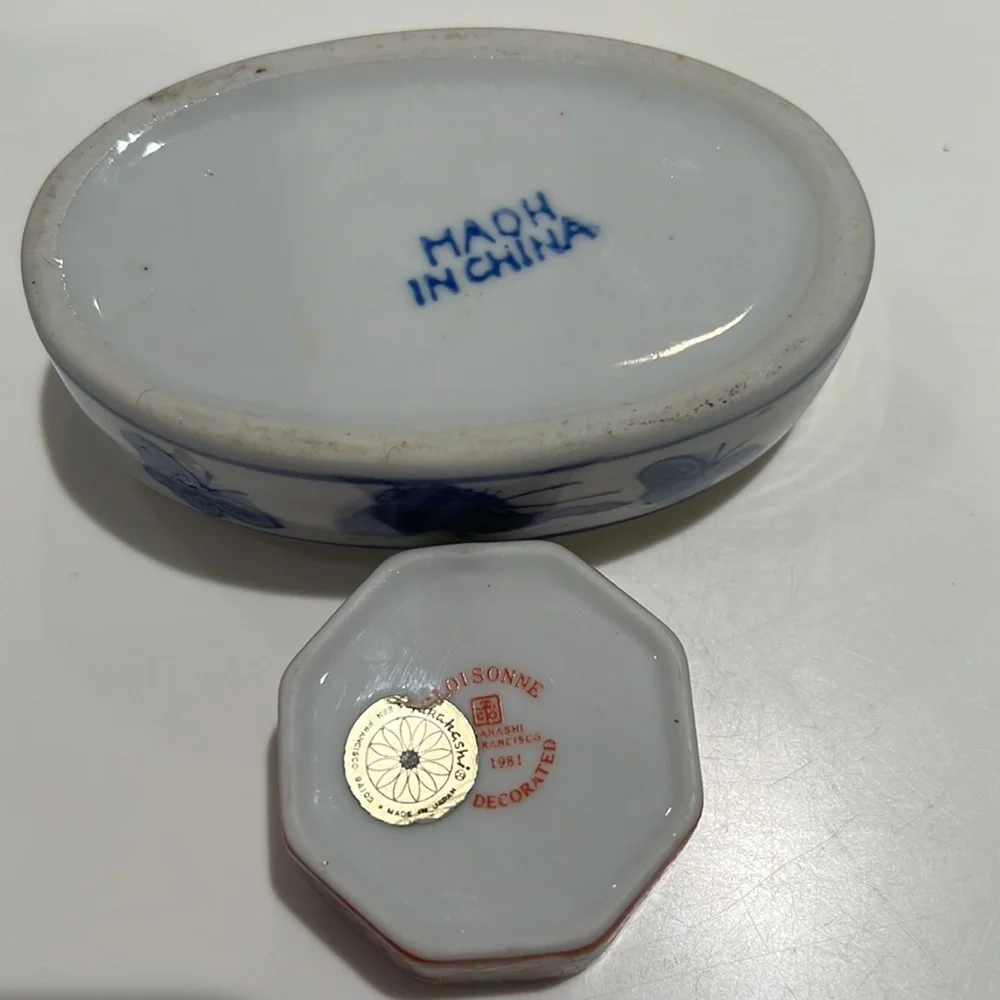 TWO porcelains trinket containers
